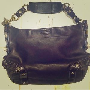 Coach all leather brown bag